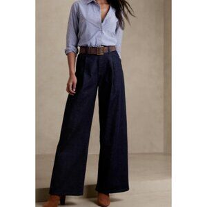 NWTBanana Republic Jeans Womens 28 6R Wide Leg High Rise Relaxed Fit Dark Wask
